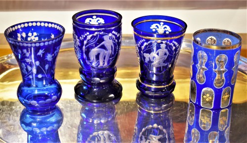  - Collection de 20 verres Biedermeier, Bohême XIXe et XXe siècles.